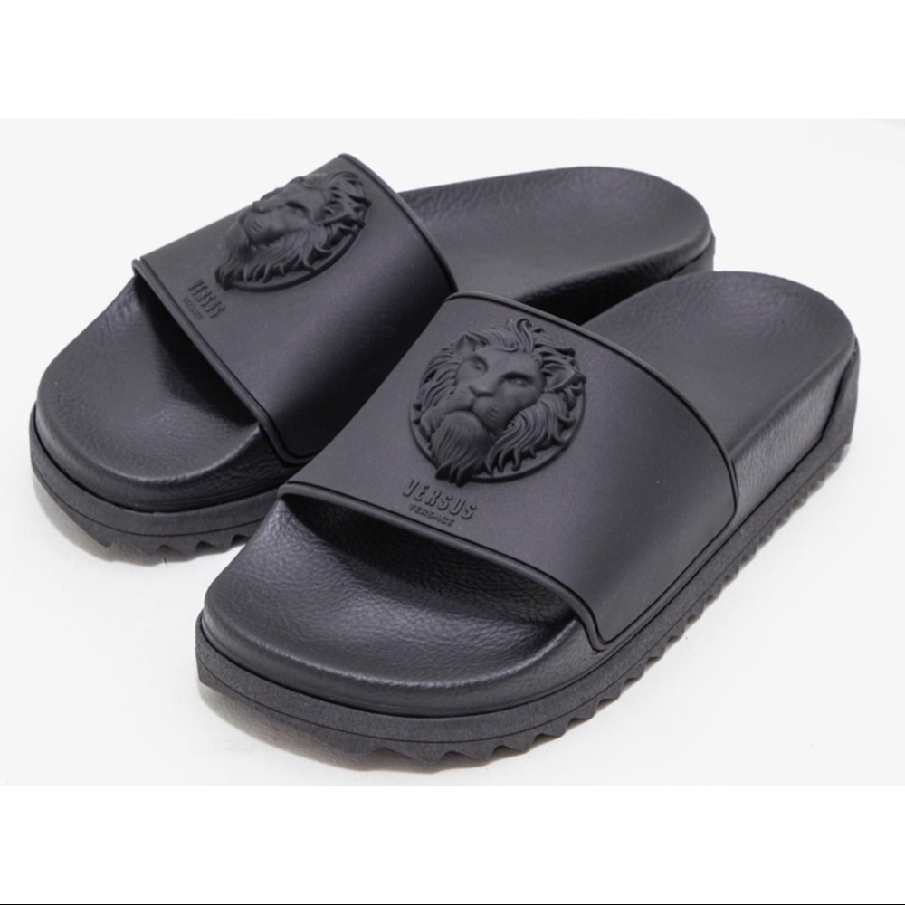 VERSUS//VERSACE ~ Lion Black Logo Slides (NWT)